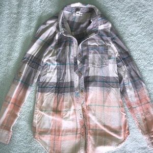 Tilly’s Grey/Orange/Blue Plaid Flannel Woman’s